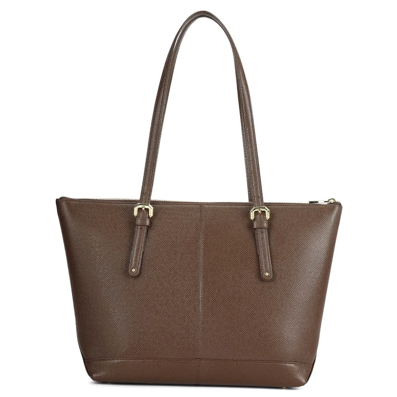 Da Milano Walnut Medium Franzy Leather Tote - Walnut for Women | Best Price UAE